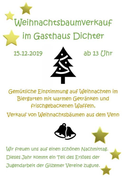 Weihnachtsbaumverkauf im Gasthaus Dichter in Gilzem